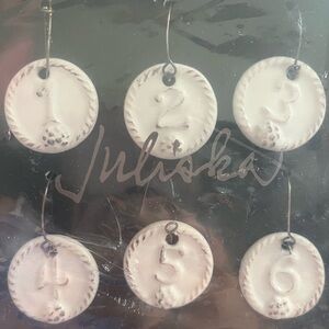 Juliska Set of Six White Ceramic Wine Glass
Charms! NWT.